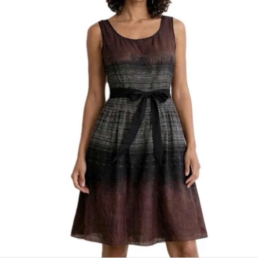 Peruvian Connection Brown and Black Midi Dress